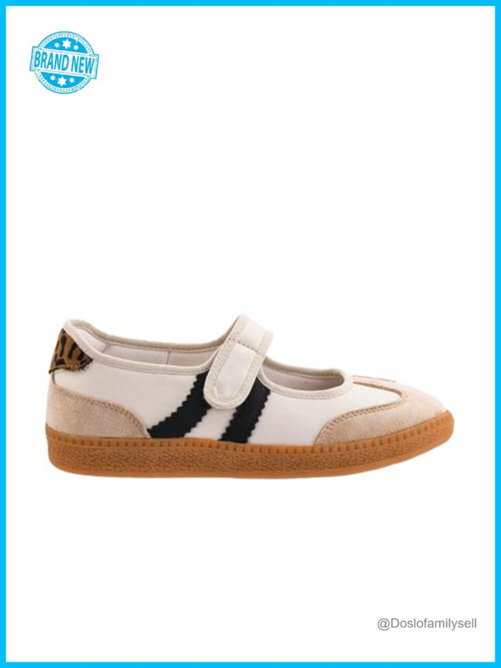 Mary Jane Sneaker with Hook and Loop Strap Cushioned Insole Gum Rubber Outsole